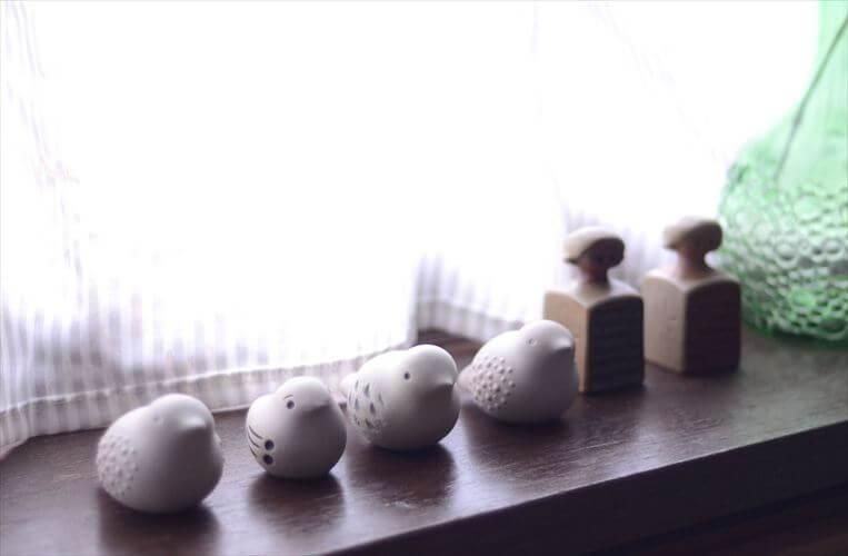 セールアンティークの磁器の小鳥 北欧アンティーク 陶器のかわいい小鳥4羽セット