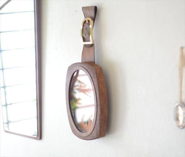 ドゥゲナ ドイツ製 木製x革張り 壁掛け時計 ミッドセンチュリーウッド