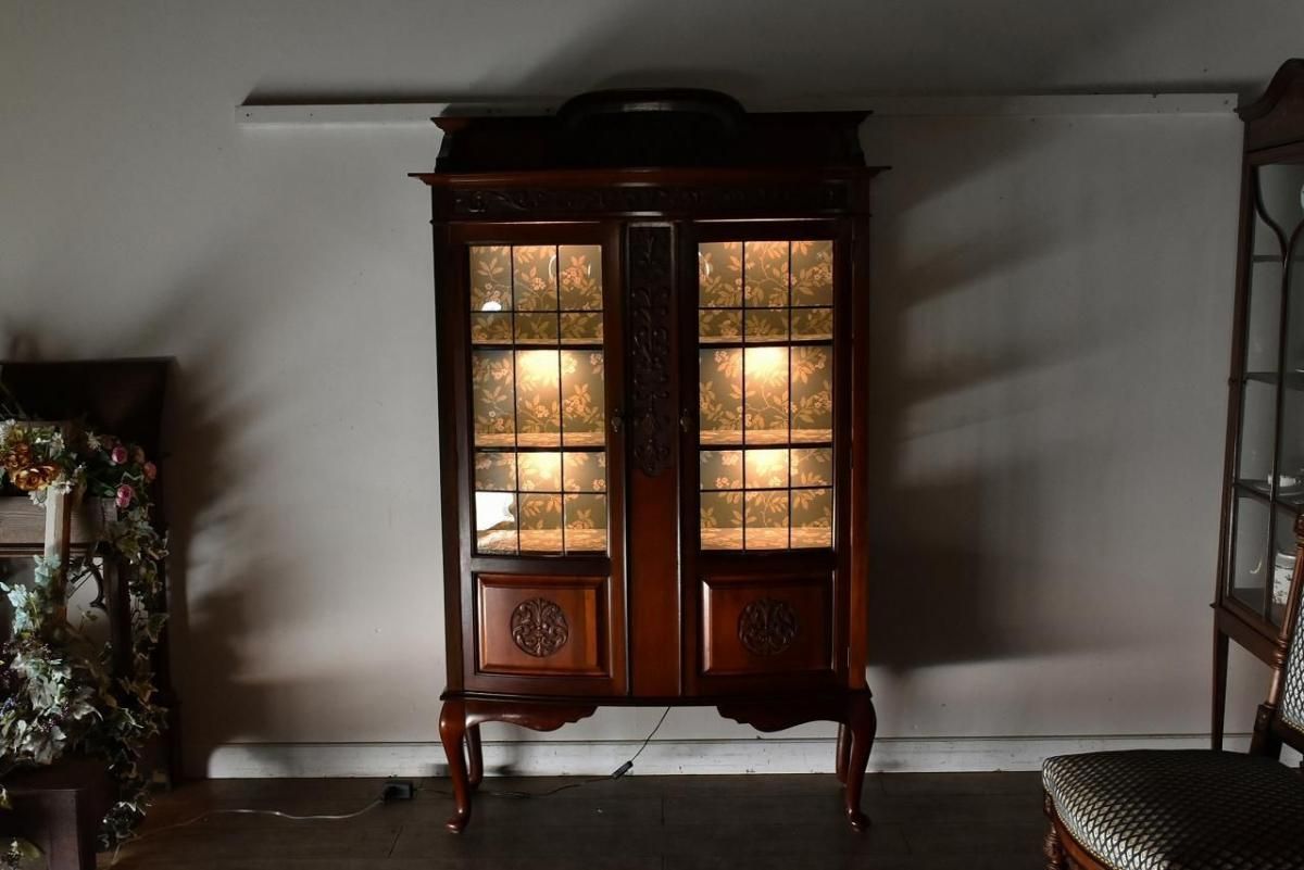 キャビネット　イギリス　アンティーク　デミルーン　ウォルナット キャビネット イギリス アンティーク デミルーン ウォルナット