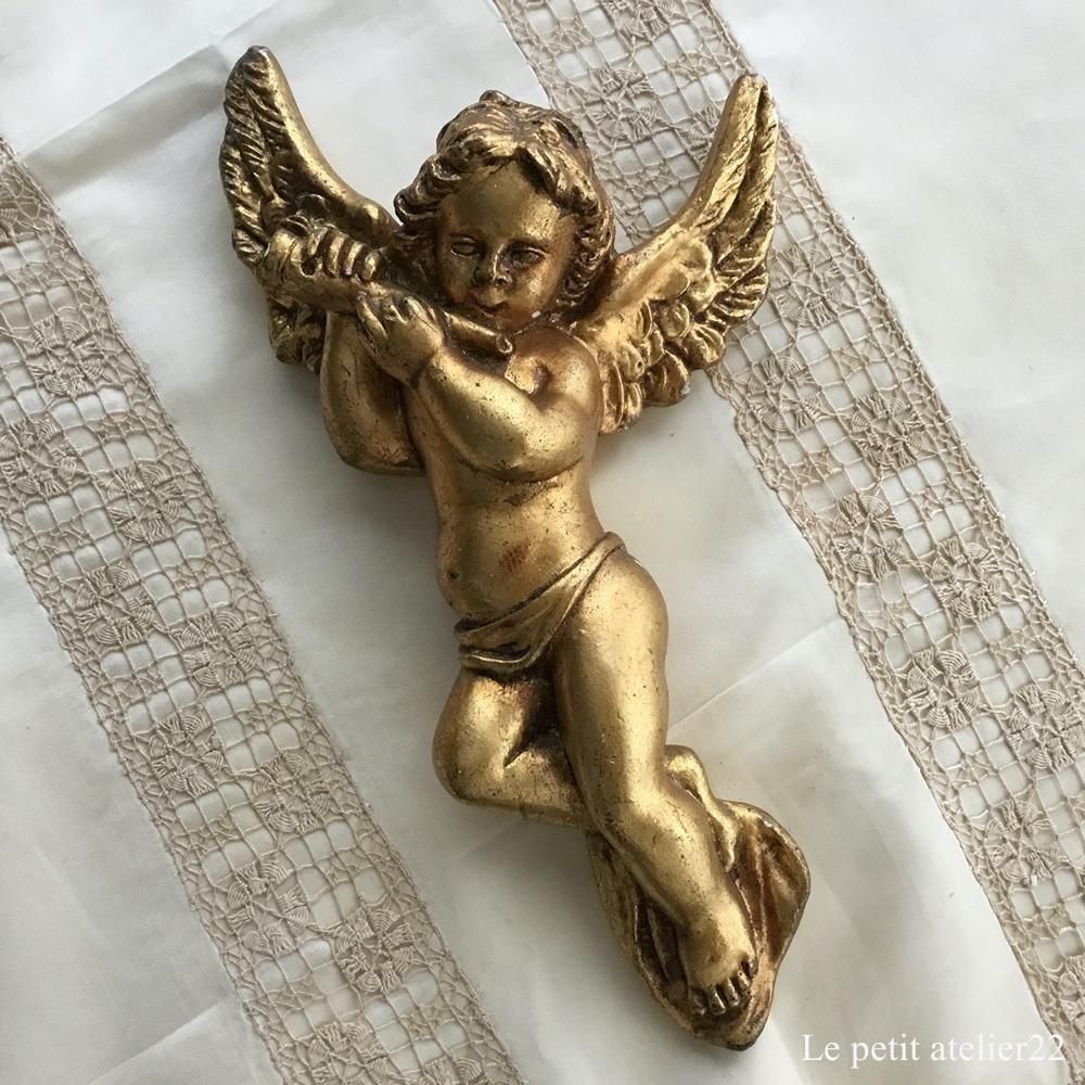 フランス アンティーク装飾ボウル 花器真鍮製 天使付き イギリスから届いたアンティークの雑貨、真鍮製のおしゃれな