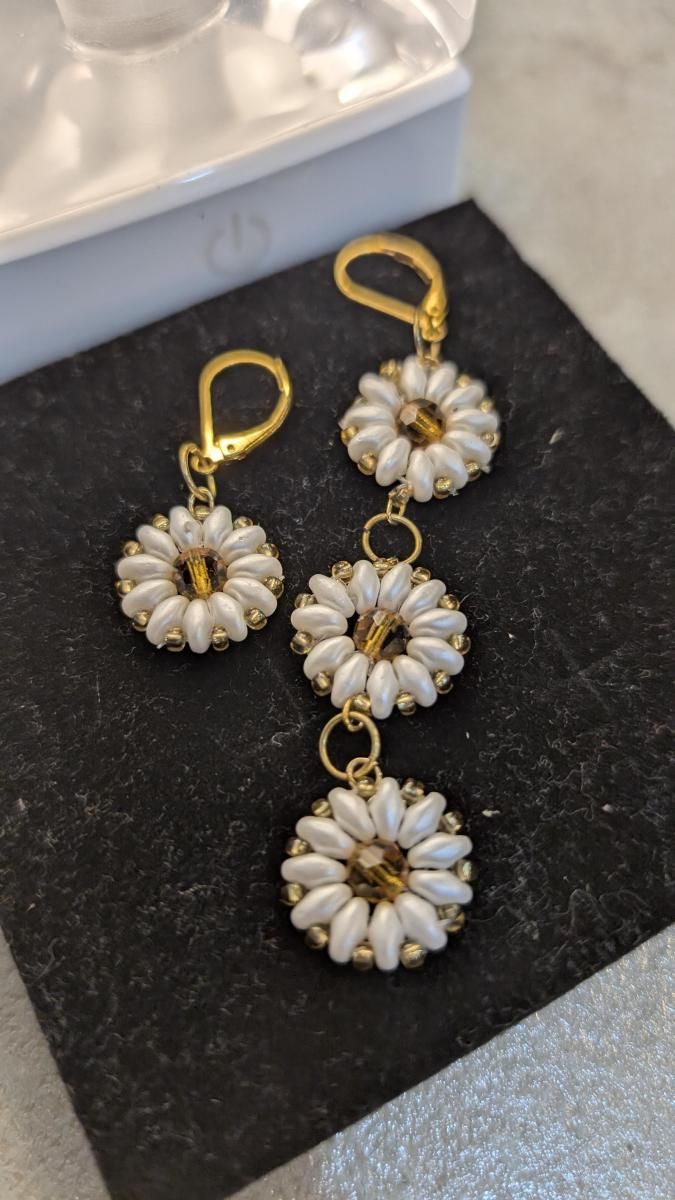 ユーロ アシンメトリーピアス フラワー ゴールドトーン