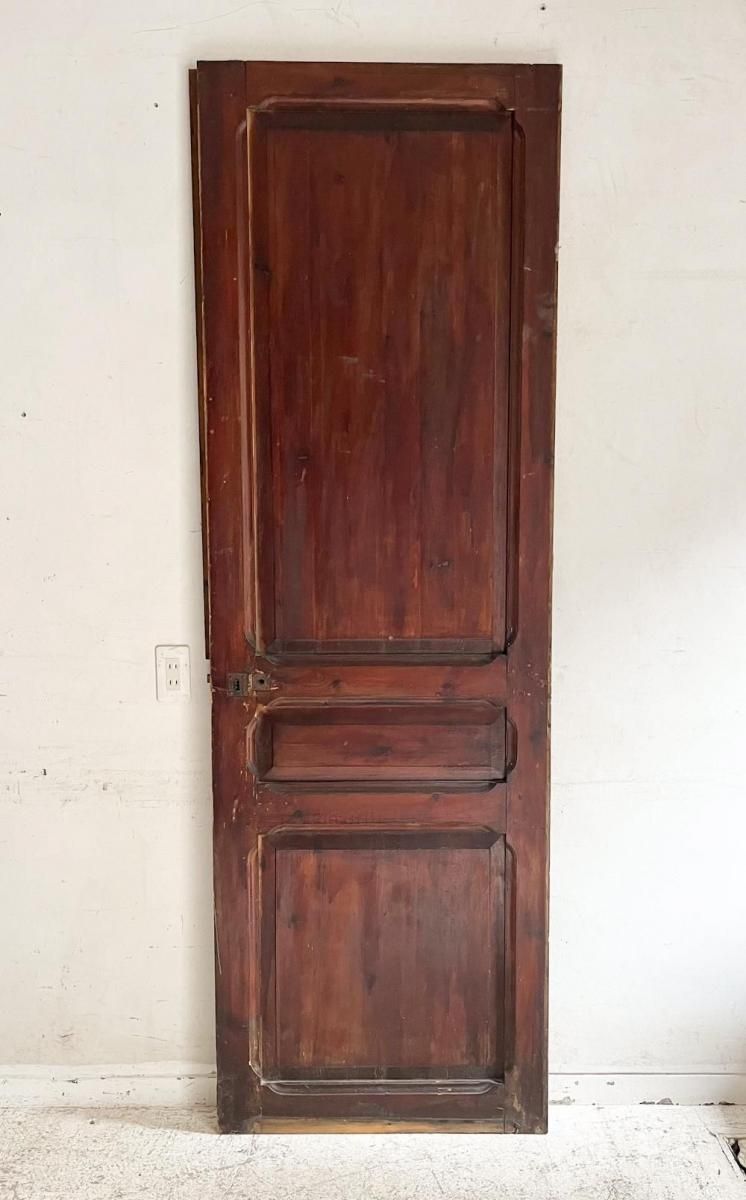 フランスアンティークペインテッドパインペアドア