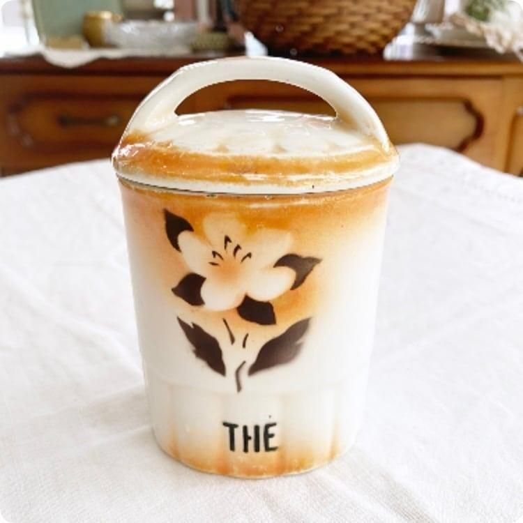 フランス直輸入 アンティーク 白磁 キャニスター オレンジ