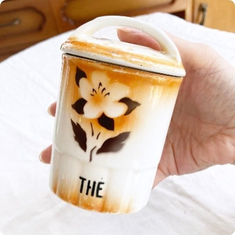 フランス　アンティーク　ホーロー　キャニスター　3個　ブルー　オレンジ　チェック フランス アンティーク ホーロー キャニスター 3個 ブルー オレンジ