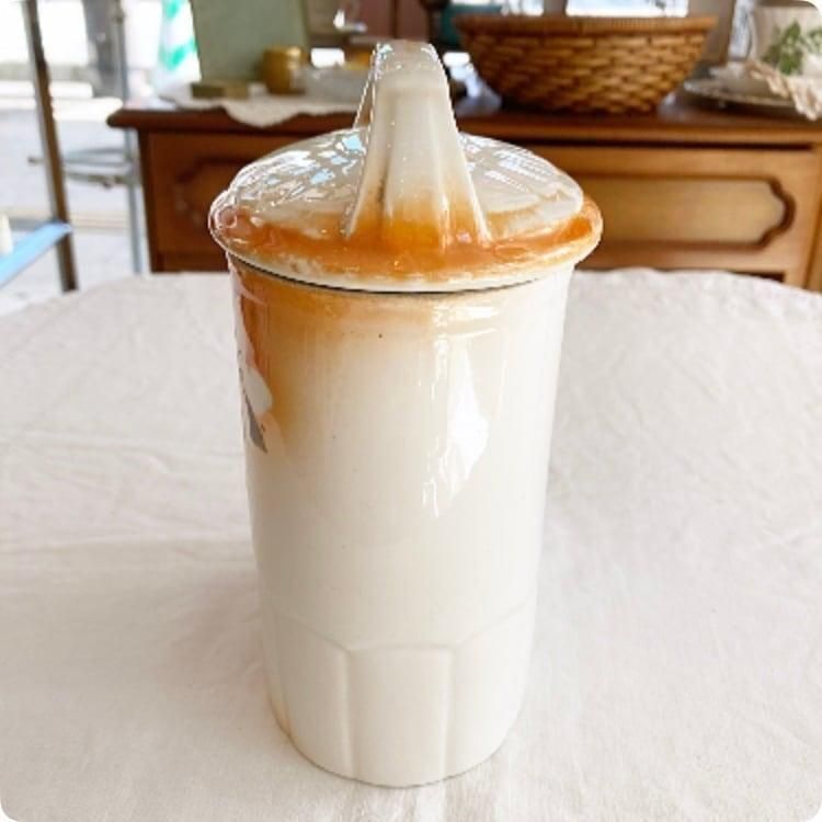 フランス直輸入 アンティーク 白磁製 キャニスター オレンジ