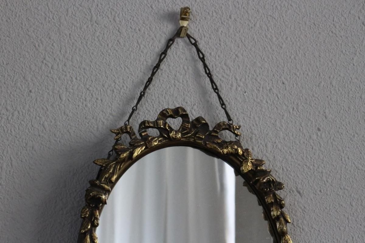 アンティーク ルイ16世様式 真鍮壁掛けミラー スタンド付き