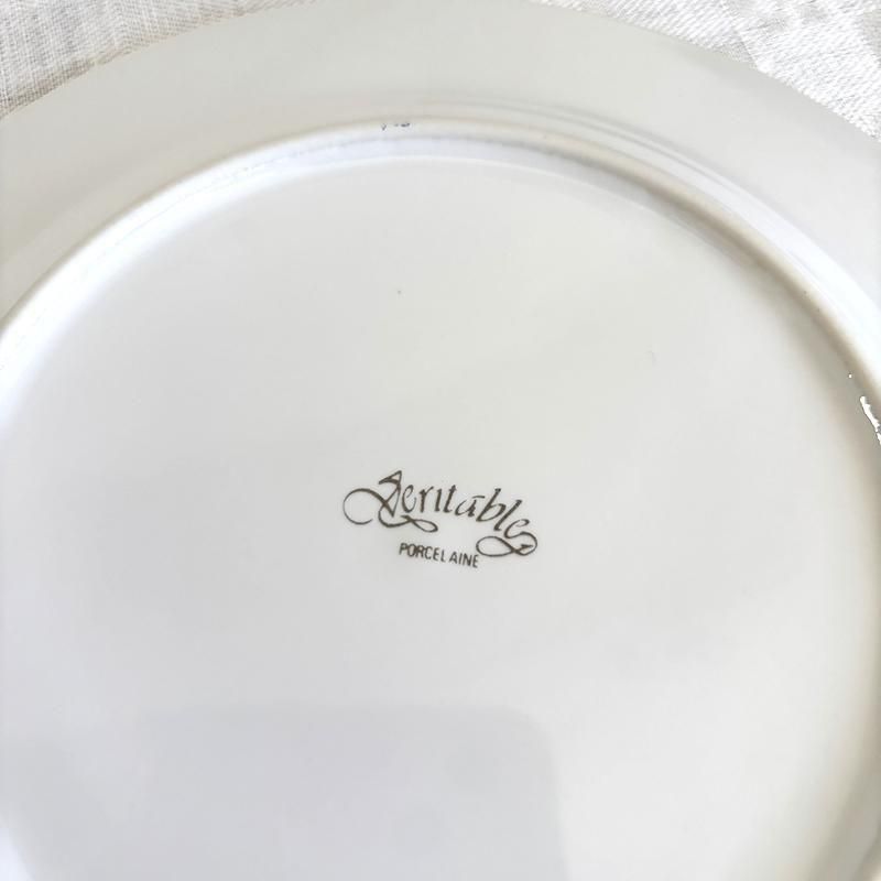 【大皿】　フランス　ドイツ　ケーキプレート　ヴィンテージ　レリーフ ヴィンテージ 陶器 プレート 青緑 葡萄フランス ヨーロッパ
