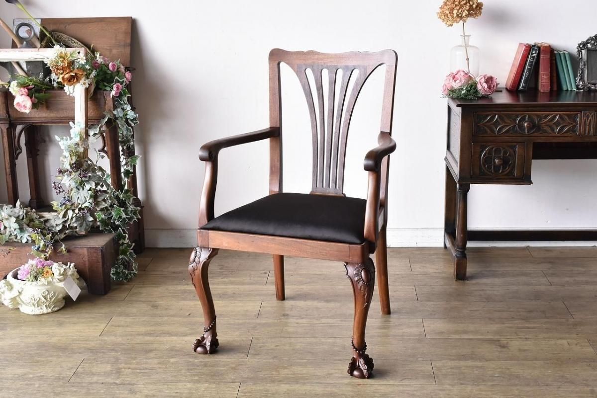 r142 Ethan Allen フランス帝国様式の黒漆ゴールド アームチェア アイアンチェア フランスアンティーク ㉗ | OGISHIMA COFFEE