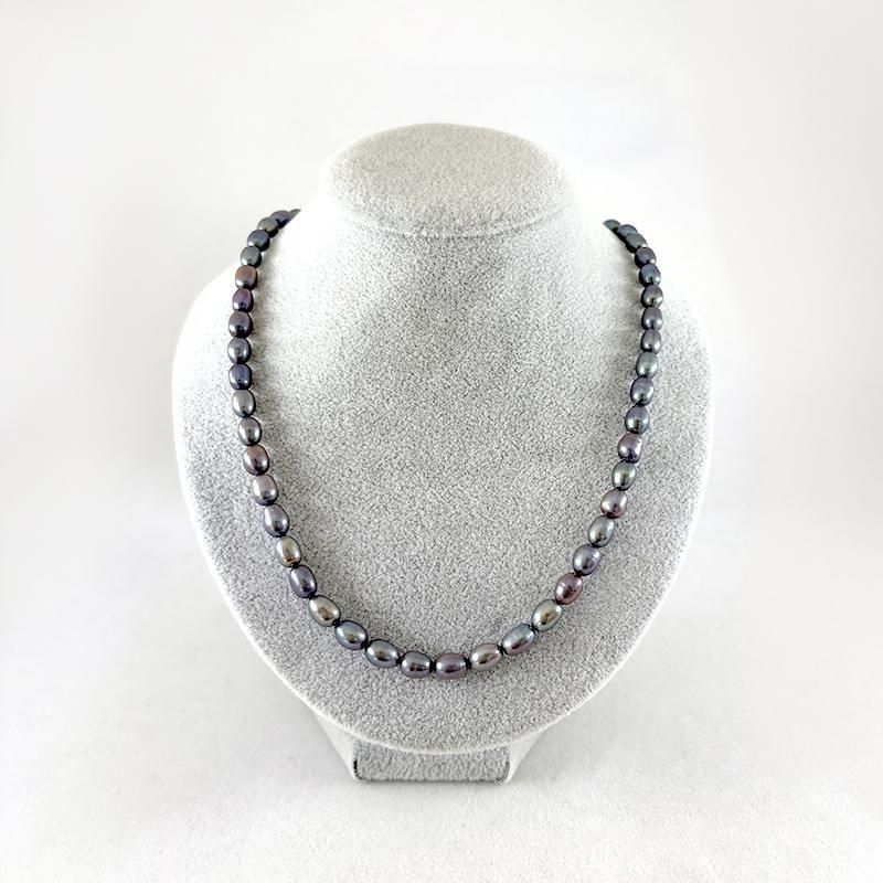 バロックパールネックレス ロング小粒黒ミックス