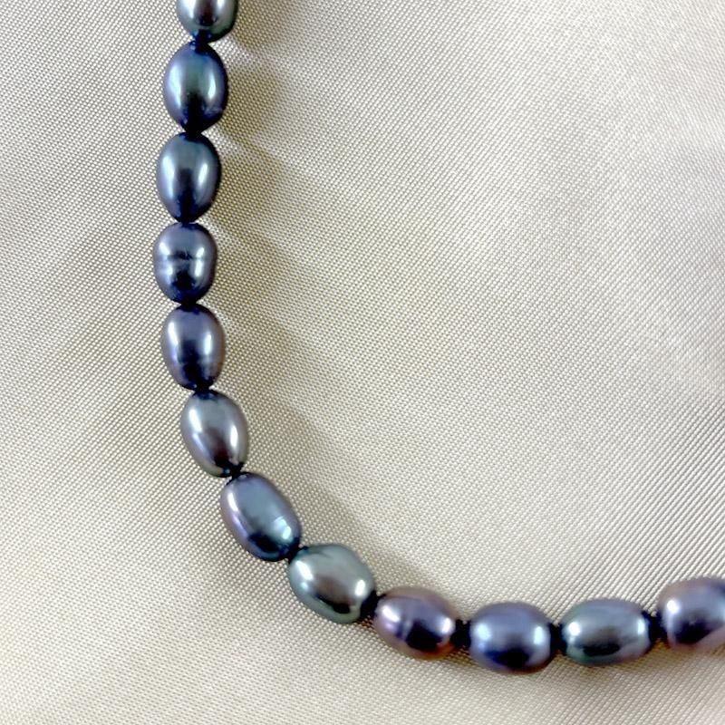 バロックパールネックレス ロングナゲット小粒mix black Baroque