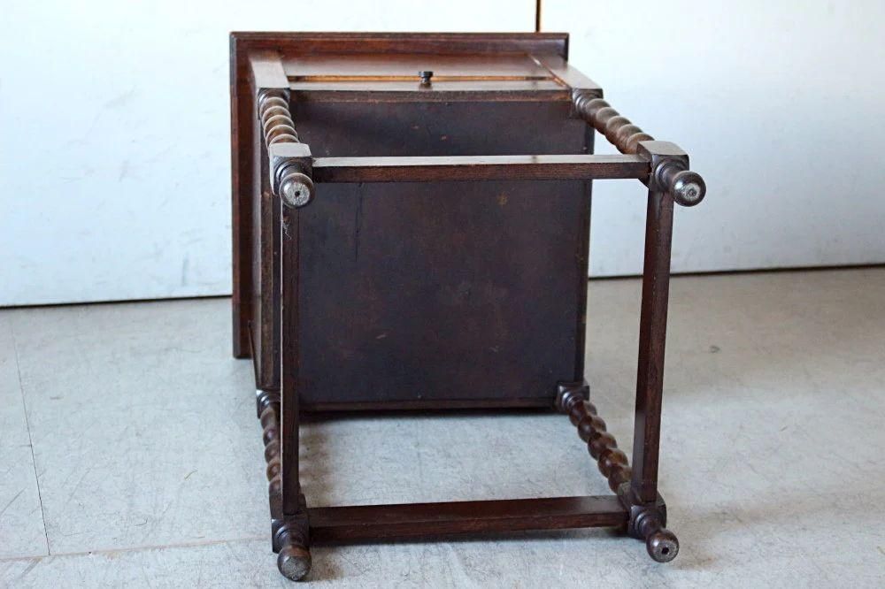 1930年代オーク材小さなソーイングテーブル（裁縫箱）横幅38cm