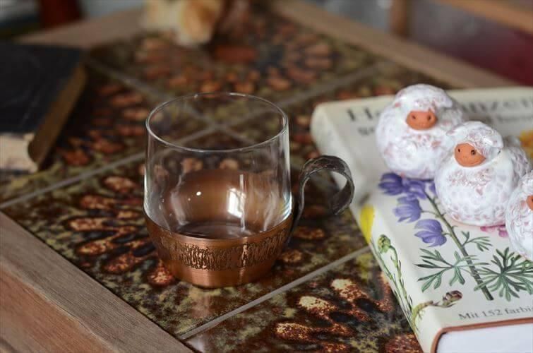 ドイツ製 ヴィンテージ ガラスカップ 銅ホルダー付き