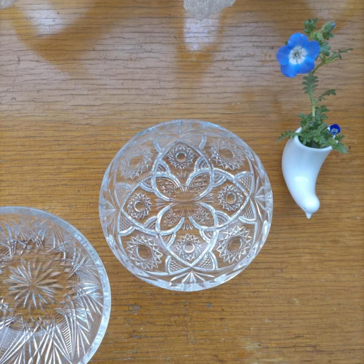 アンティークプレスガラスプレートボール アンティーク 手毬 プレスガラス ボウル 昭和レトロ 日本製