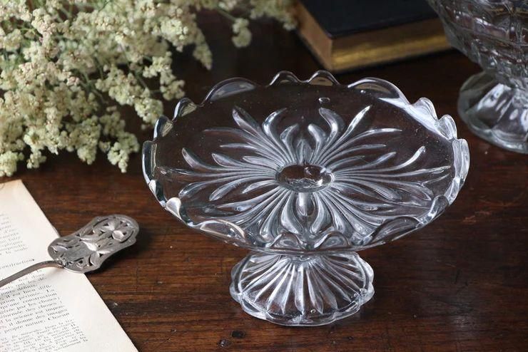 イギリスアンティークガラスコンポート 直径18cm