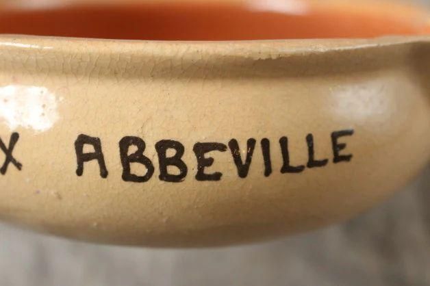 フランスアンティーク 文字入り片手鍋 陶器 可愛いデザイン