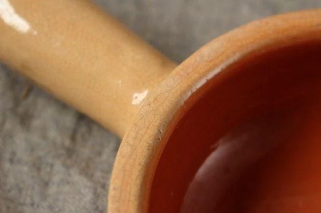 フランスアンティーク 文字入り片手鍋 陶器 可愛いデザイン