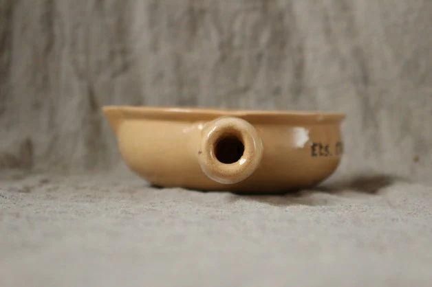 フランスアンティーク 文字入り片手鍋 陶器 可愛いデザイン