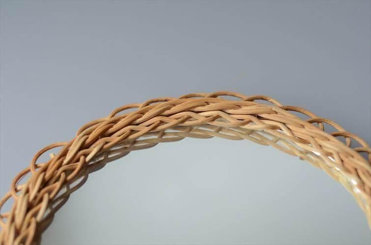 フランスから 古い籐編み ラタンのハンドミラー 手鏡 什器