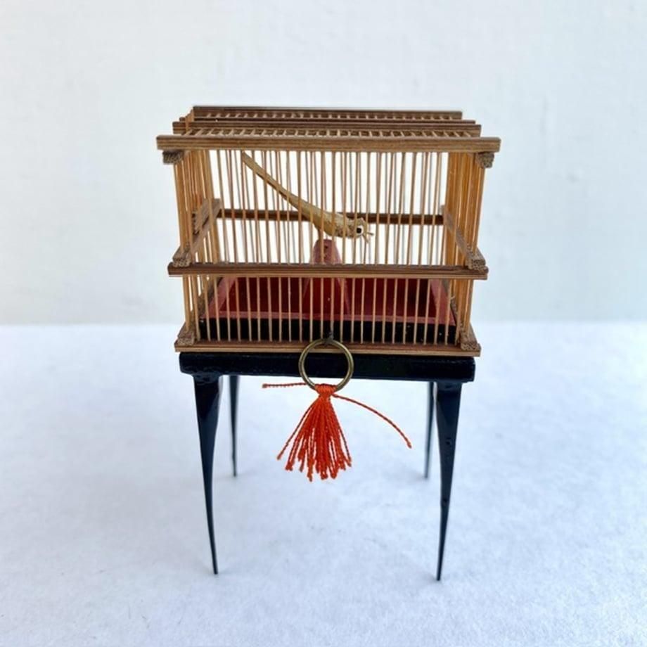 メジロ籠 竹製 ミニチュア鳥かご 御殿籠 メジロ籠
