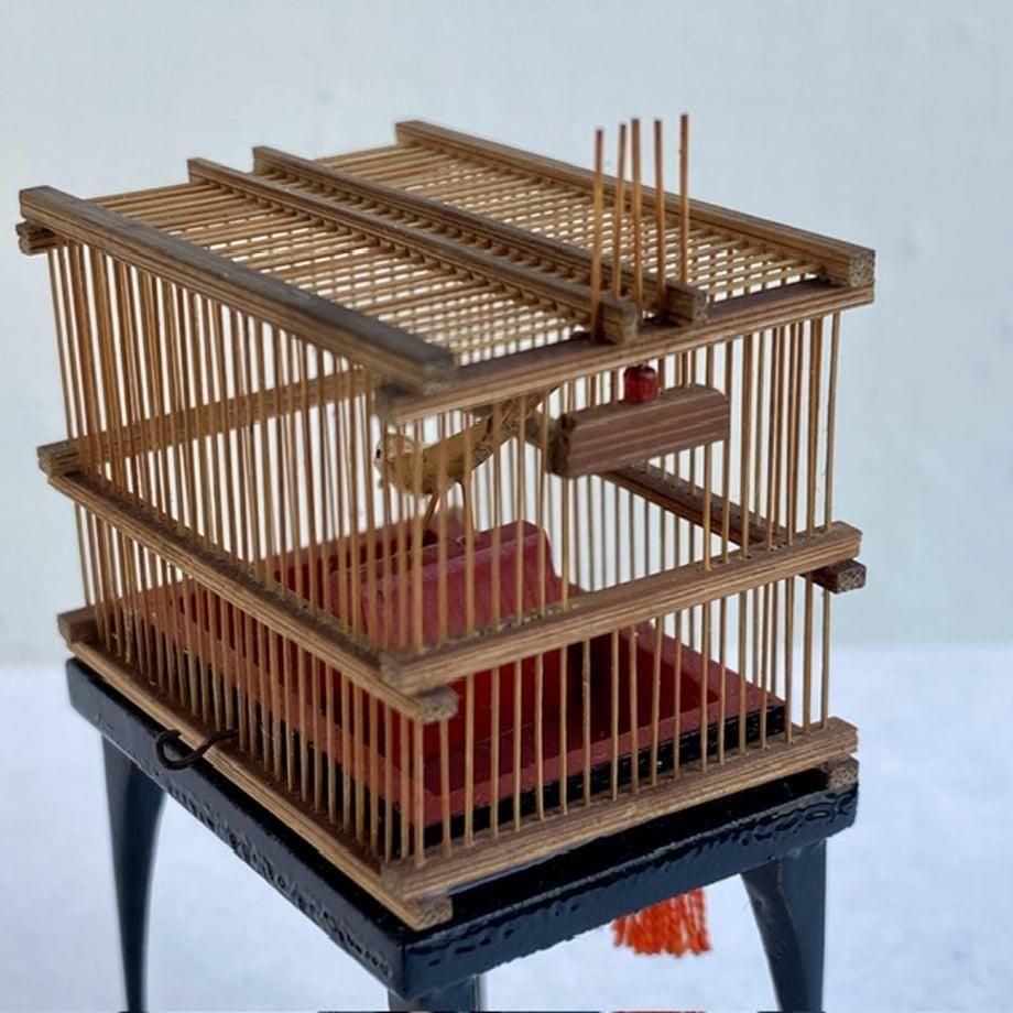 竹製 ミニチュア鳥かご 御殿籠 メジロ籠