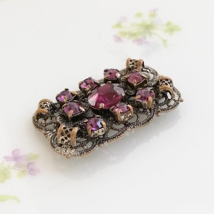 アンティークシルバートーン フィリグリーブローチ