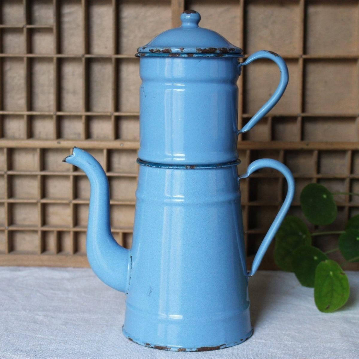 アンティーク フランス蚤の市 レトロホーローコーヒーポット