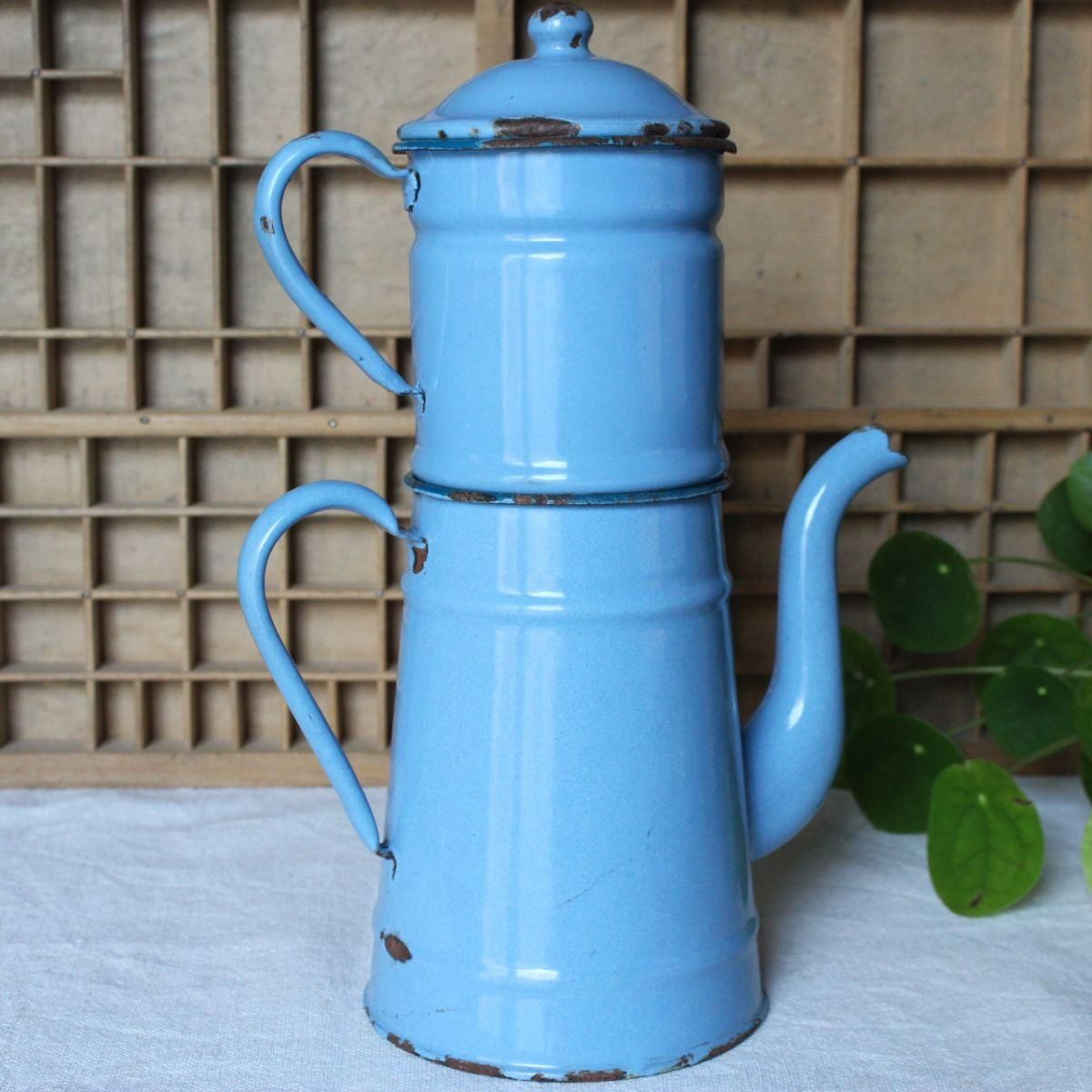 アンティーク フランス蚤の市 レトロホーローコーヒーポット