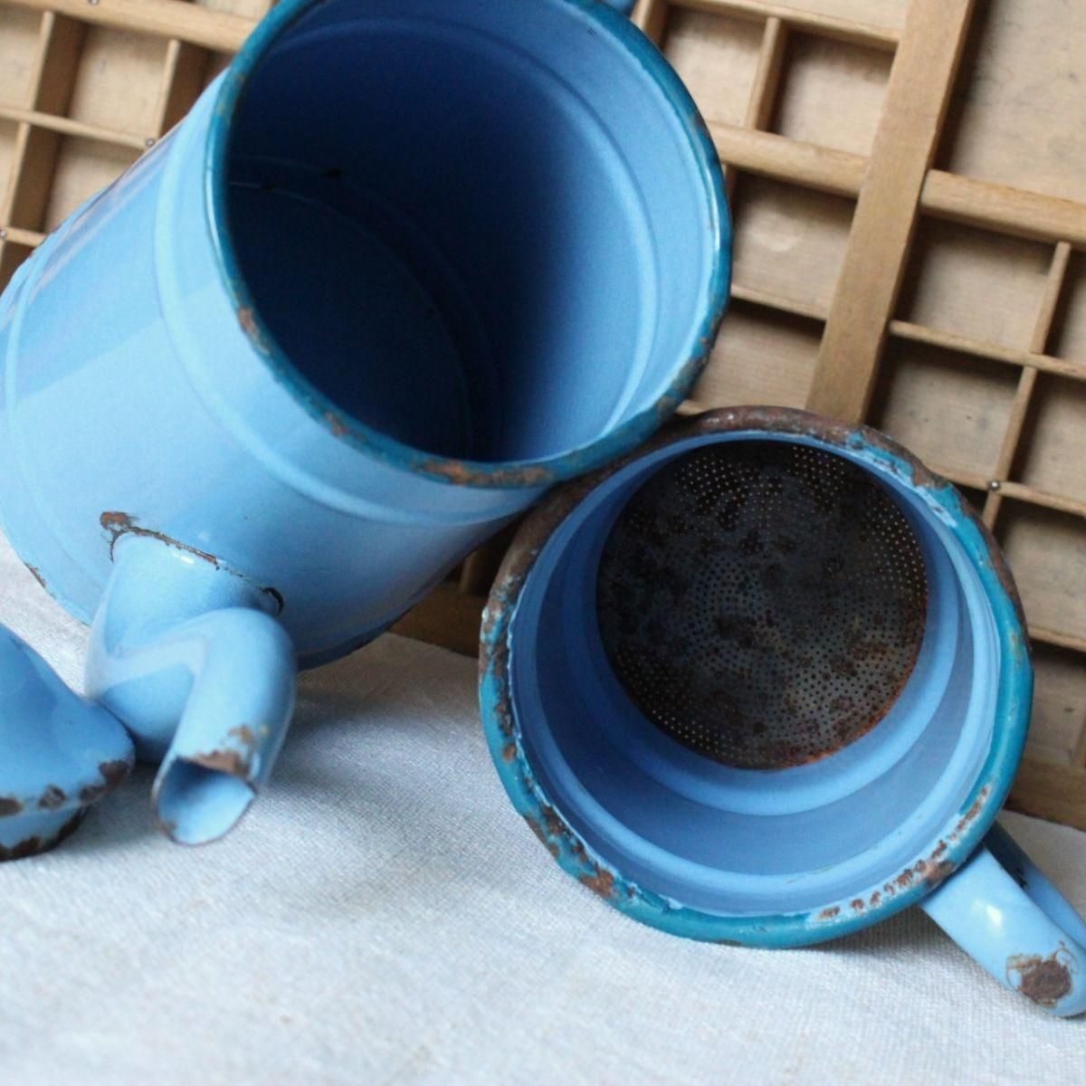 アンティーク フランス蚤の市 レトロホーローコーヒーポット