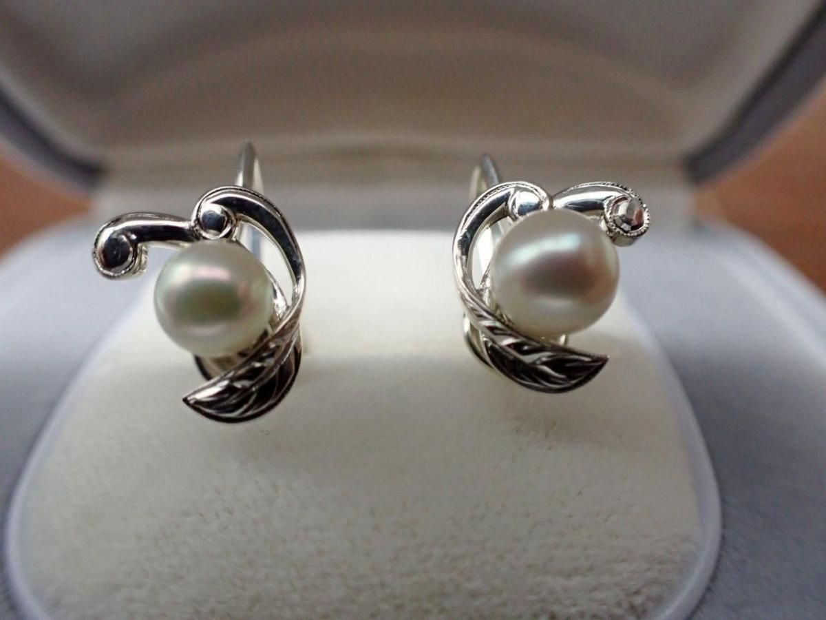 ミキモト シルバーイヤリング 6mm真珠 昭和ヴィンテージ