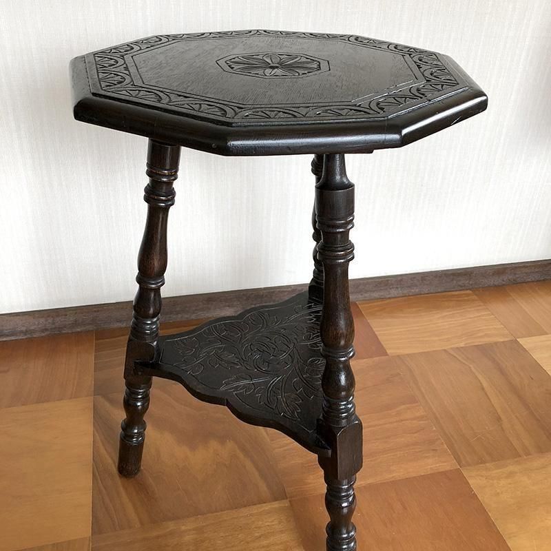 英国製 オーク サイドテーブル 三脚 花台 アンティーク