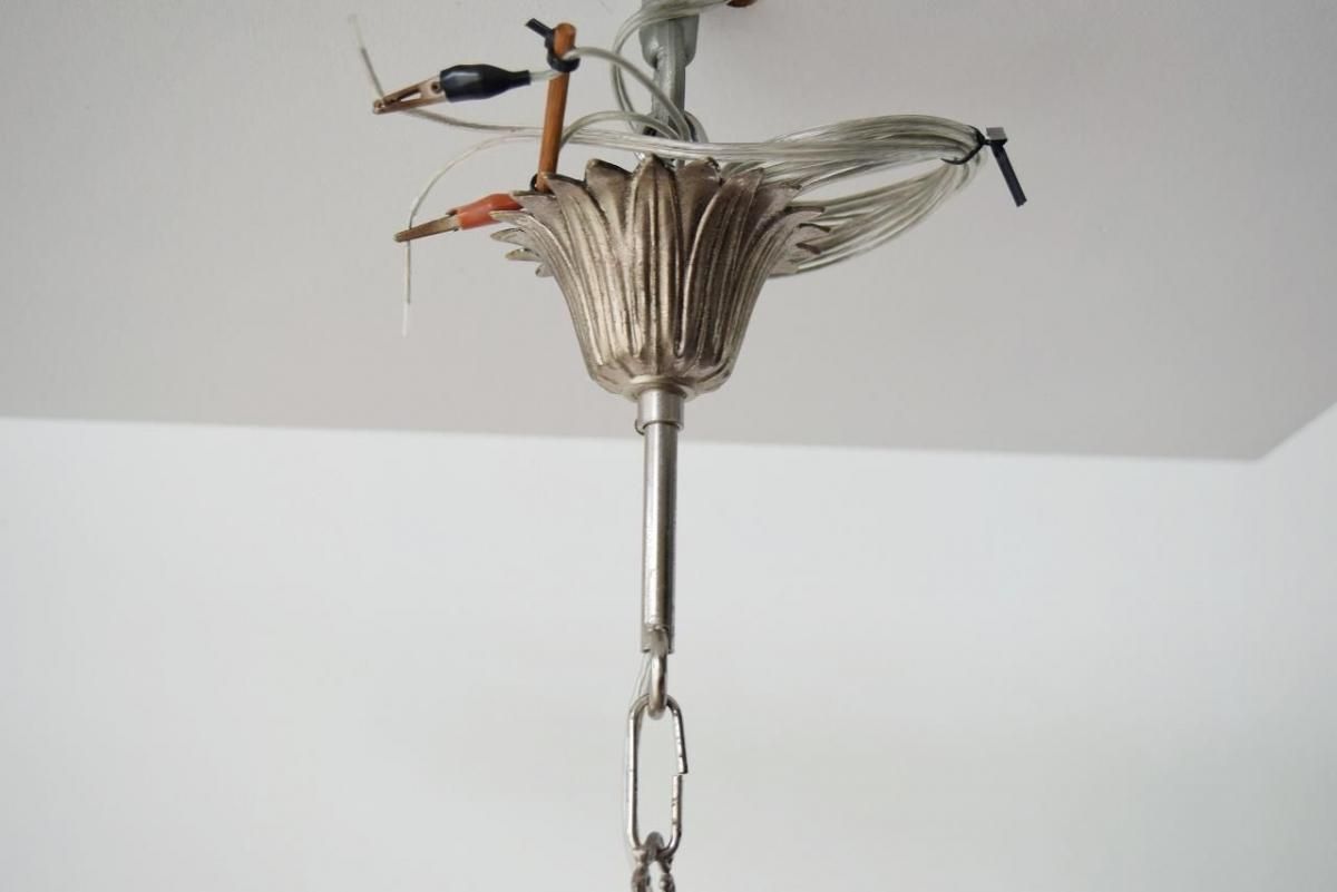 フランス製 1930年代 銀色アンティーク5灯シャンデリア