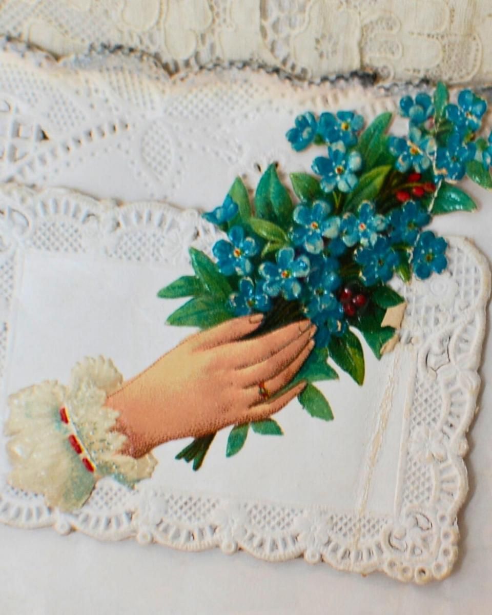 アンティークポストカード フランス製 忘れな草ブーケ