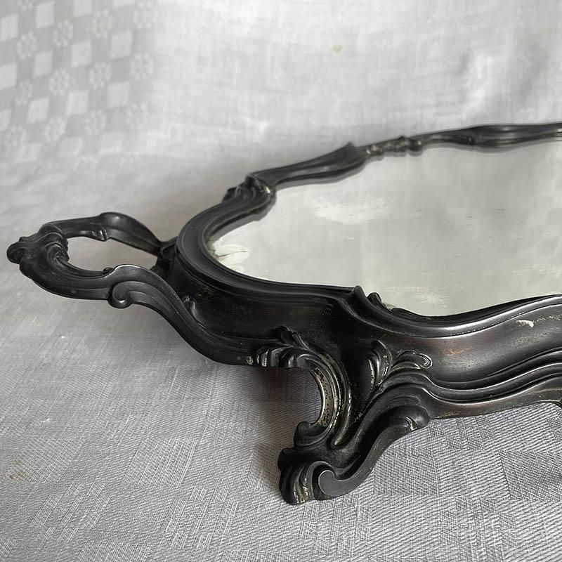 アンティーク アールヌーボー 大型ミラートレー ロカイユ装飾