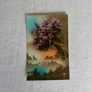 アンティークポストカード 花 彩色 1920年代