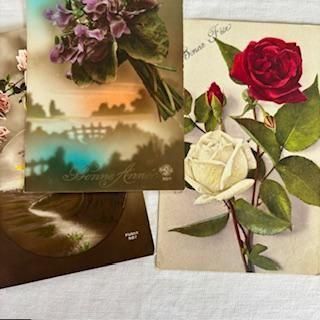 アンティークポストカード 花 彩色 1920年代