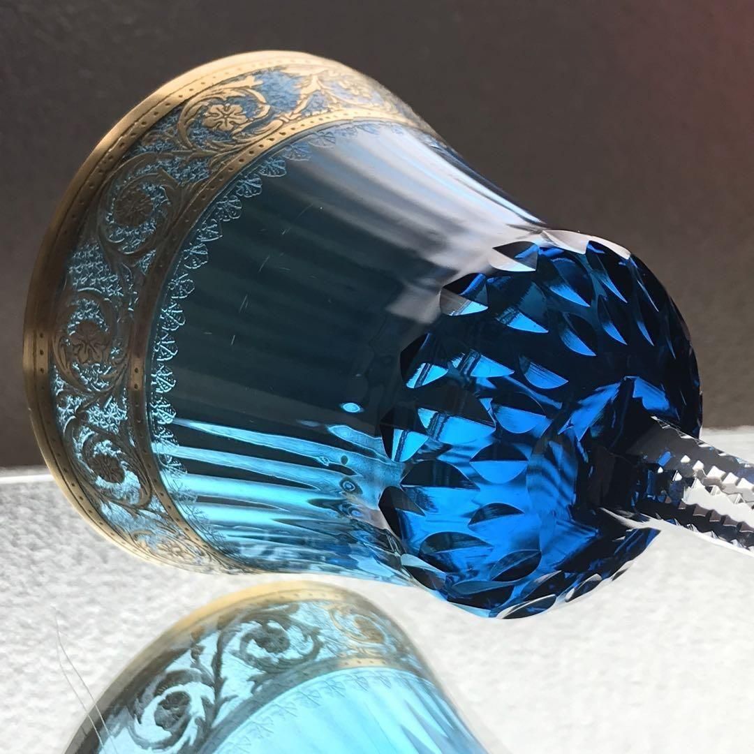 SAINT LOUISサンルイ/※上級青色被プレート シスル THISTLE　皿 豪華☆サンルイSaint LouisシスルThisle青色ワイングラス