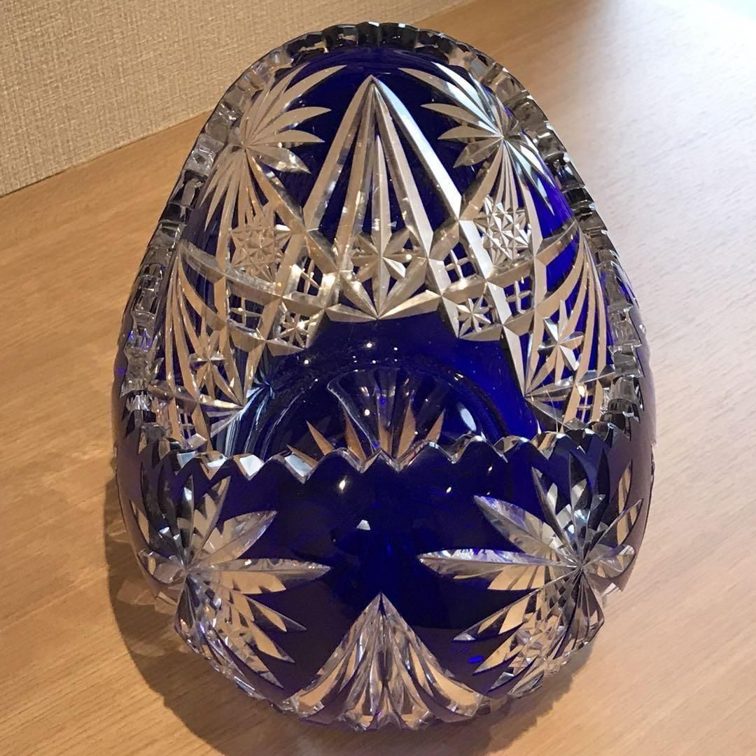 極希少抜群の存在感！サンルイSt Louis美しい青色被せ大型切子鉢★1930年 極希少抜群の存在感！サンルイSt Louis美しい青色被せ大型切子鉢☆1930