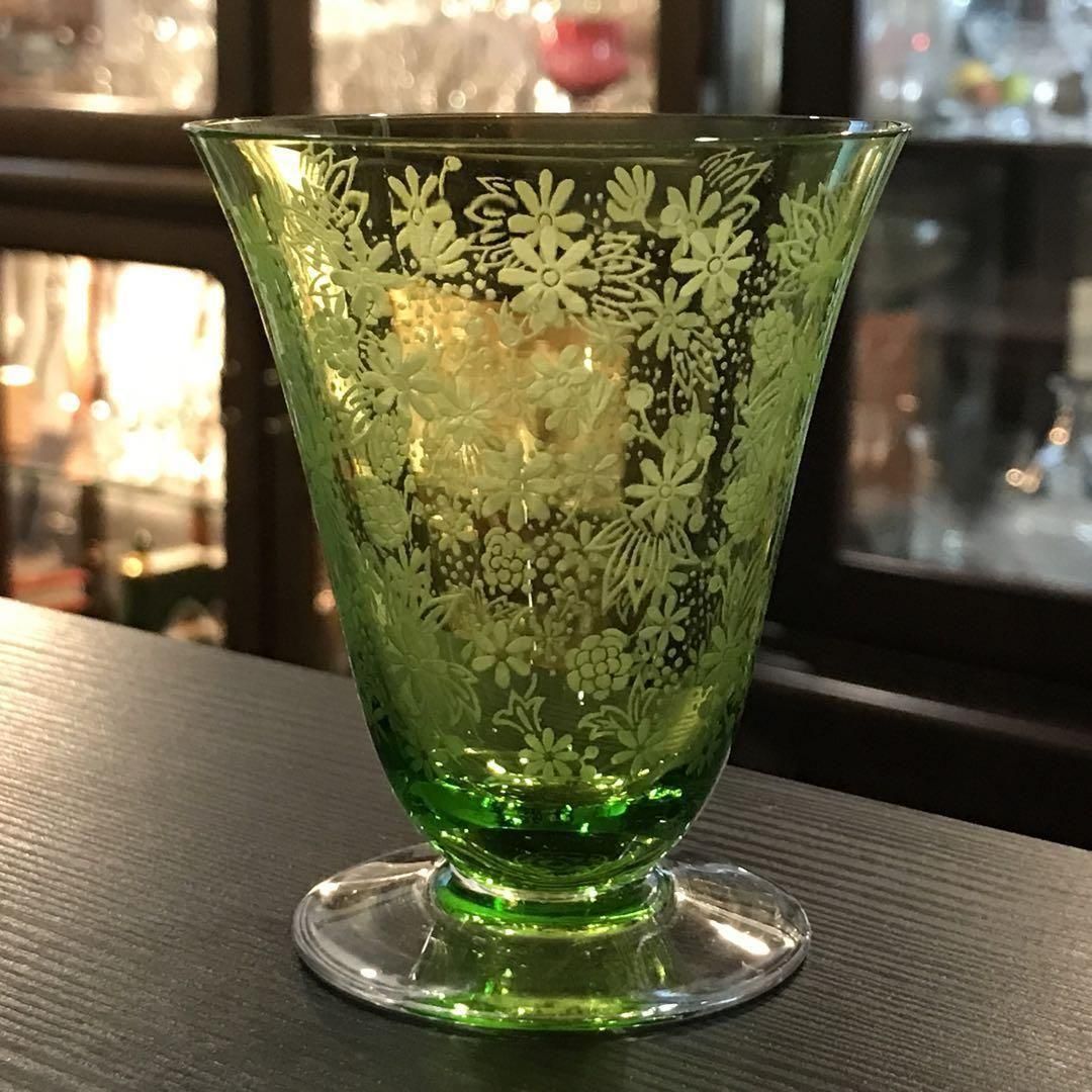 華麗なるオールド サンルイ★282 金彩★グリーン★リキュール ショットグラス オールド サンルイ☆282 金彩☆グリーン リキュール ショット