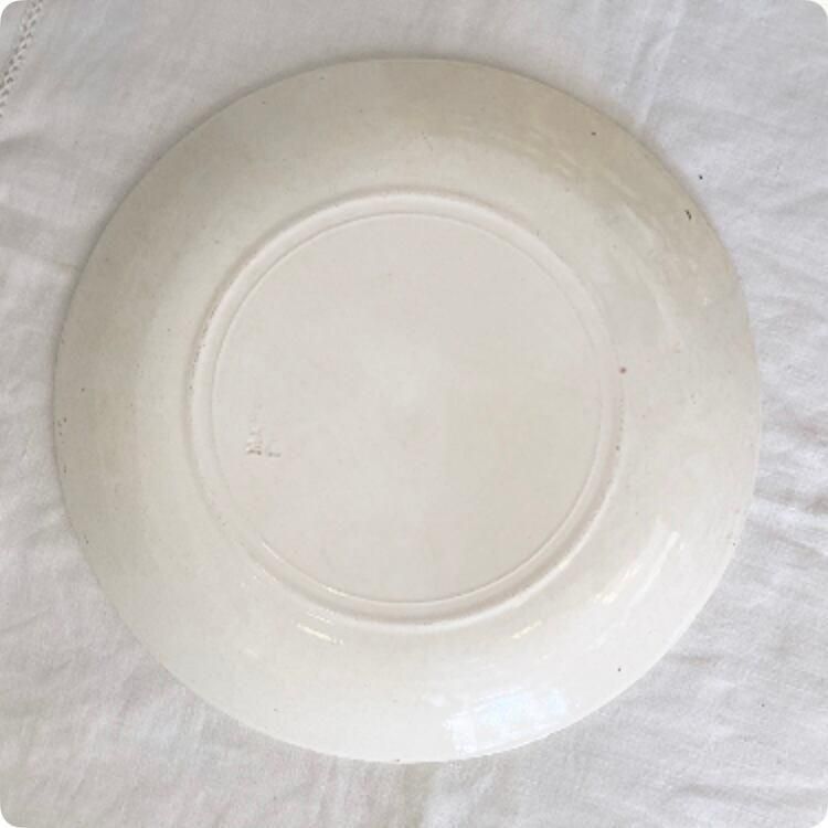 アンティーク フランス製 バルボティーヌ皿 赤い花の陶磁器