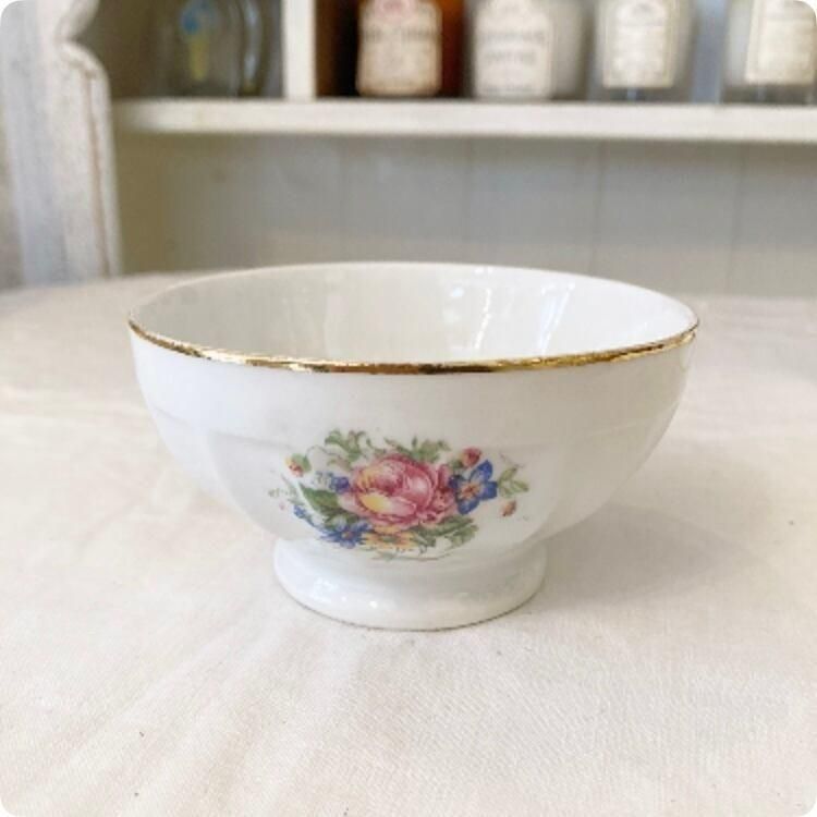 france vintage 小さなカフェオレボウル アンティーク フランス製 花柄ミニカフェオレボウル お茶碗サイズ