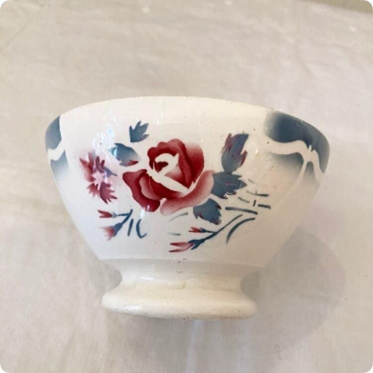 フランス アンティーク カフェオレボウル ピンクのお花柄 3個セット フランス アンティーク デッドストック カフェオレボウル お花