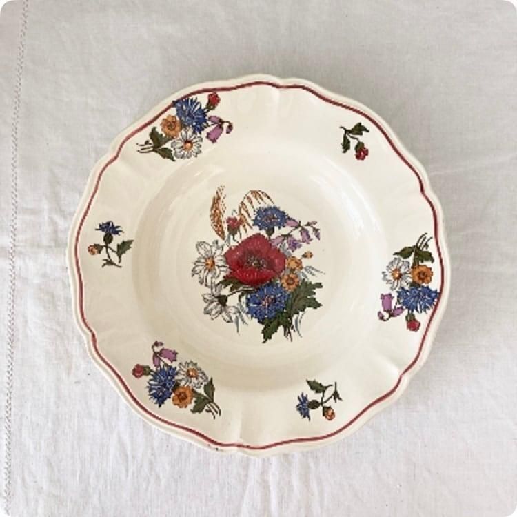 希少　美品　サルグミンヌ　お花の平皿　　フランスアンティーク フランス直輸入】色とりどりのお花が愛らしい サルグミンヌ