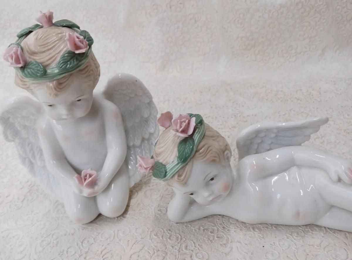 フランスアンティーク 天使と小鳥のブローチ シルバープレート ドール