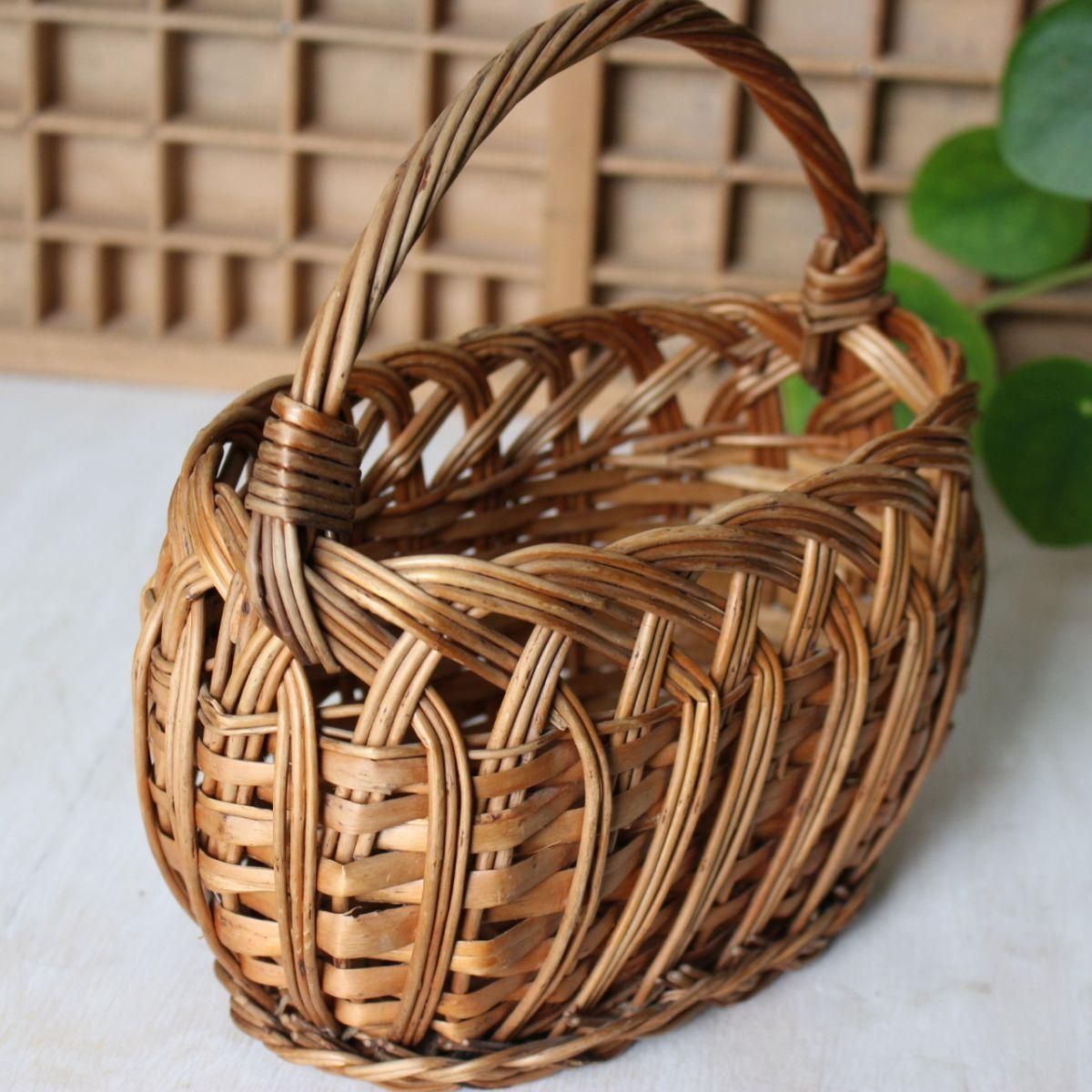 フランス製 ヴィンテージ パニエ 小ぶりな籠