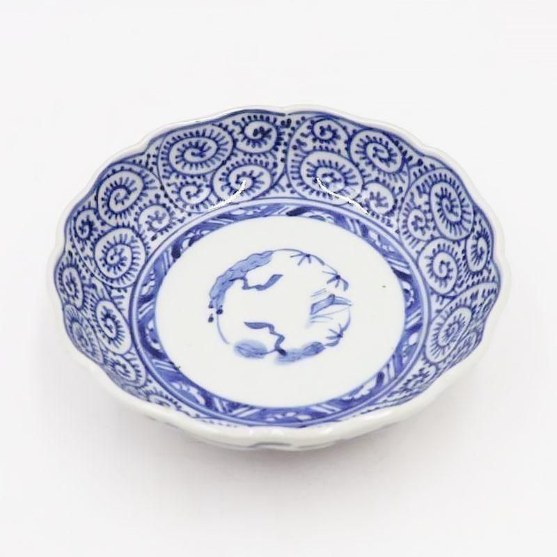 ヴィンテージ 手描き 藍染付 なます皿 深皿 大正時代の 和食器