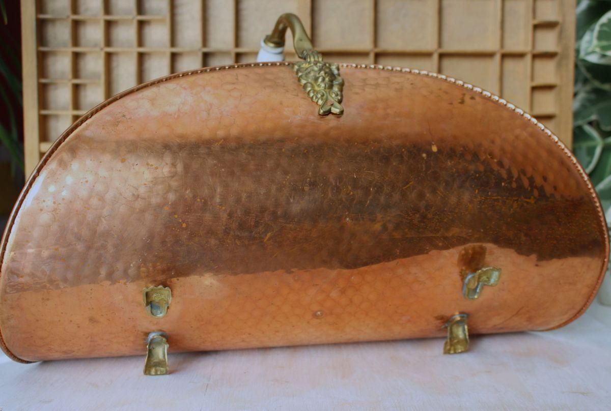 フランスアンティーク　バスケット　蚤の市 フランス蚤の市☆銅製薪入れバスケット - ANTIQUE LEAVES