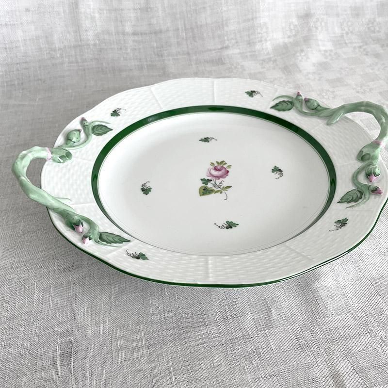 新品 英国製 WORCESTER【HYDE PARK】 ケーキ皿 2枚 ヘレンド HEREND 大きなケーキ皿 ウィーンの薔薇 持ち手付き