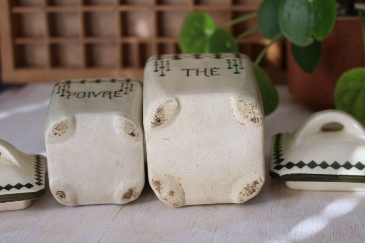 フランス アンティーク キャニスターセット フランス アンティーク 陶器キャニスターセット