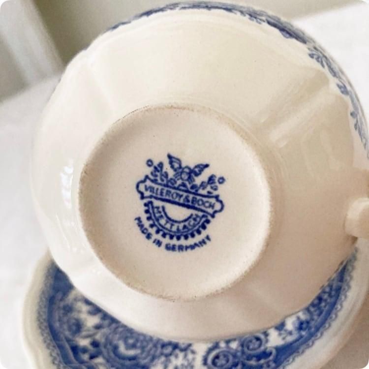 アンティーク ビレロイ＆ボッホ ブルー薔薇 カップ＆ソーサー