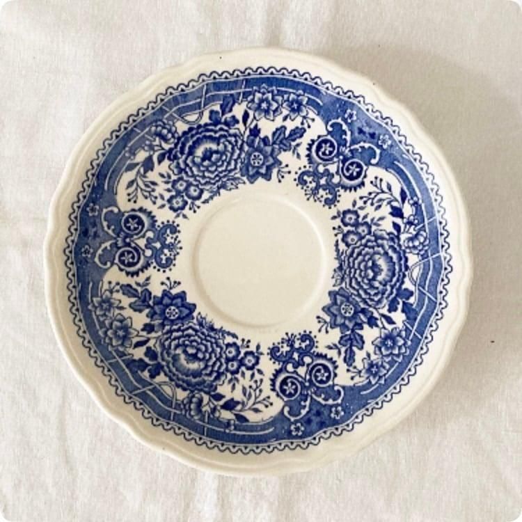 アンティーク ビレロイ＆ボッホ ブルー薔薇 カップ＆ソーサー